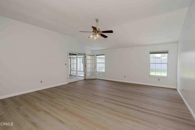 4120 Abbott Dr, Bakersfield, CA 93312 - spare room featuring lofted ceiling, healthy amount of natural light, a ceiling fan, and wood finished floors