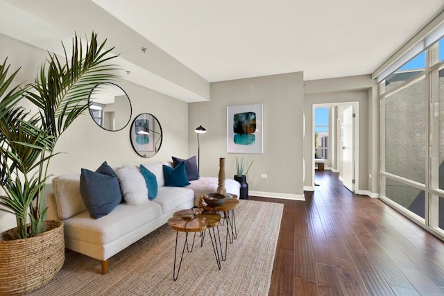 425 W Beech St Unit 417, San Diego, CA 92101 - living room with dark wood-type flooring and baseboards