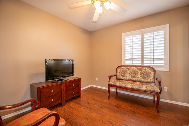 2414 Falcon Valley Dr, Chula Vista, CA 91914 - sitting room with dark wood-style flooring and a ceiling fan