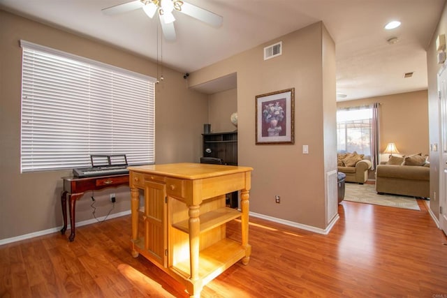 2414 Falcon Valley Dr, Chula Vista, CA 91914 - home office with a ceiling fan, light wood-style flooring, and recessed lighting
