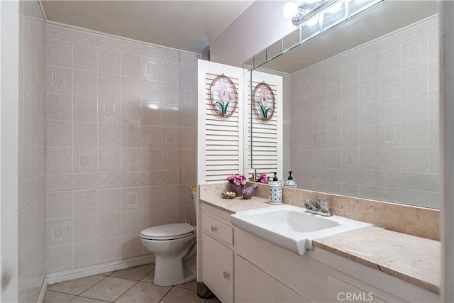 3032 Pietro Dr, Hacienda Heights, CA 91745 - bathroom with vanity, tile patterned floors, and tile walls
