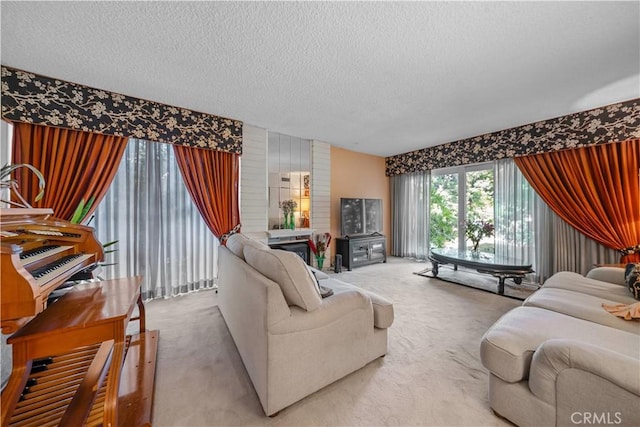 3032 Pietro Dr, Hacienda Heights, CA 91745 - living area featuring a textured ceiling and carpet floors