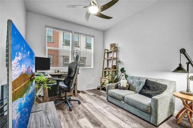 17035 Independence Way, Yorba Linda, CA 92886 - home office featuring a ceiling fan and wood finished floors