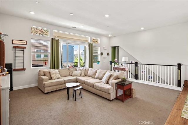 26957 Winding Trail Ct, Valencia, CA 91381 - carpeted living area featuring recessed lighting and baseboards
