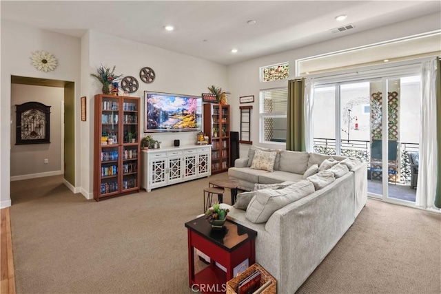 26957 Winding Trail Ct, Valencia, CA 91381 - carpeted living room with baseboards and recessed lighting