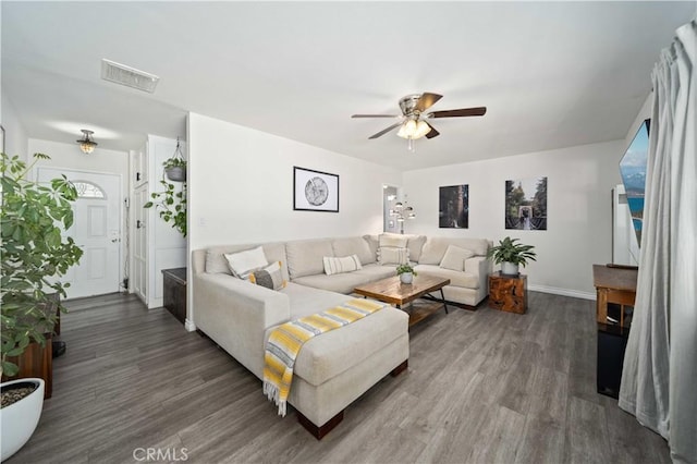 44055 Elm Ave, Lancaster, CA 93534 - living area featuring wood finished floors and a ceiling fan