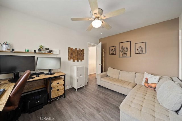 44055 Elm Ave, Lancaster, CA 93534 - office area with wood finished floors and ceiling fan