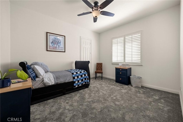 4368 Crown Ranch Rd, Corona, CA 92881 - carpeted bedroom featuring baseboards and a ceiling fan