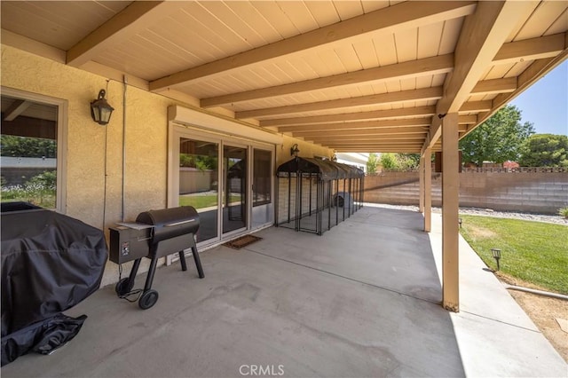 42903 Normandy Ln, Lancaster, CA 93536 - fenced backyard featuring a patio and a grill
