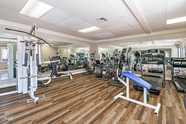 20224 Cohasset St Unit 12, Winnetka, CA 91306 - exercise room with crown molding and wood finished floors