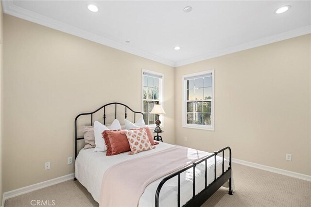 2 Tarascon, Newport Coast, CA 92657 - bedroom with light carpet, recessed lighting, and ornamental molding