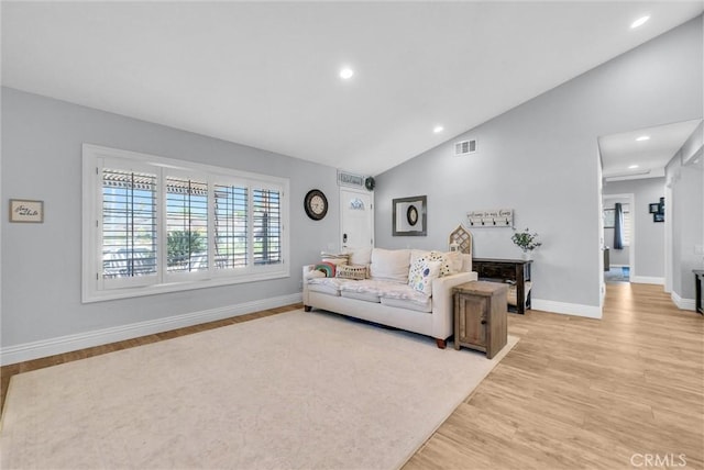 1232 Palos Verde Dr, Corona, CA 92878 - living area with lofted ceiling, light wood-type flooring, and recessed lighting