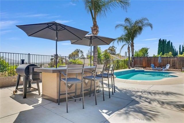 1232 Palos Verde Dr, Corona, CA 92878 - view of pool featuring a fenced backyard, a patio, and area for grilling