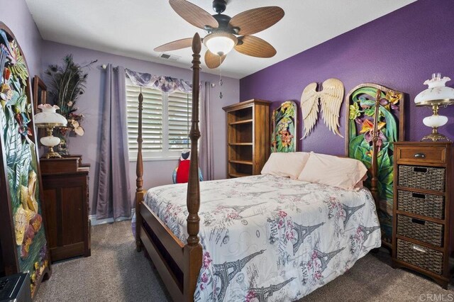 16110 Oak Springs Dr, Ramona, CA 92065 - carpeted bedroom with a ceiling fan