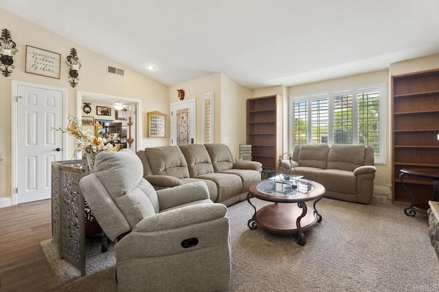 16110 Oak Springs Dr, Ramona, CA 92065 - living area with vaulted ceiling and wood finished floors