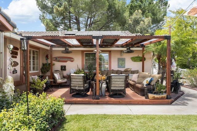16110 Oak Springs Dr, Ramona, CA 92065 - view of patio / terrace featuring outdoor lounge area and a wooden deck