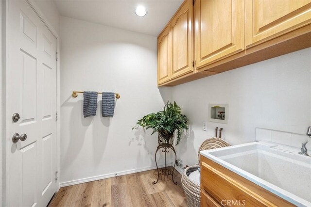 534 Misty View Way, Nipomo, CA 93444 - laundry room featuring cabinet space, hookup for a washing machine, light wood-style floors, and recessed lighting
