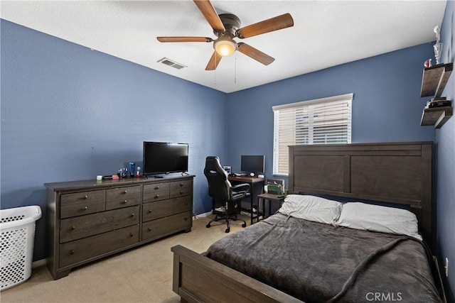 4735 Cassiope Ct, Hemet, CA 92545 - carpeted bedroom with ceiling fan and an office area