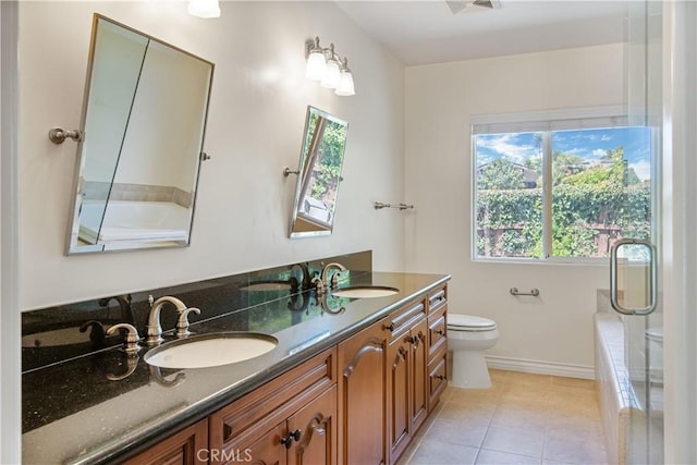 6966 Crest Rd, Rancho Palos Verdes, CA 90275 - bathroom featuring double vanity, tile patterned floors, and a bathtub