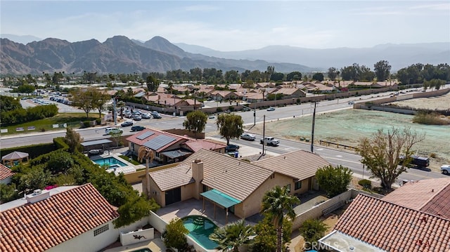 43922 Warner Trl, Palm Desert, CA 92211 - aerial view of residential area with a pool and a mountain backdrop
