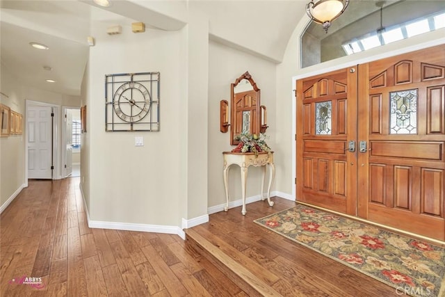 3208 Bridlewood Ct, Bakersfield, CA 93311 - entryway featuring hardwood / wood-style flooring and vaulted ceiling