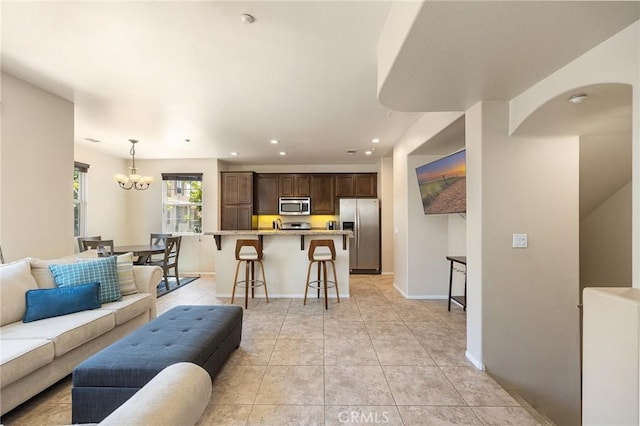 31186 Lavender Ct Unit 164, Temecula, CA 92592 - living area featuring a chandelier, recessed lighting, and light tile patterned floors