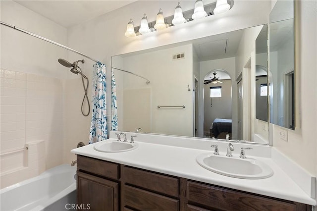 31186 Lavender Ct Unit 164, Temecula, CA 92592 - full bathroom with shower / bath combo with shower curtain, double vanity, and connected bathroom