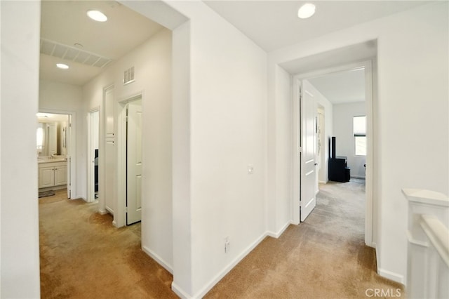 5073 S Mccleve Way W, Ontario, CA 91762 - hallway with light carpet and recessed lighting