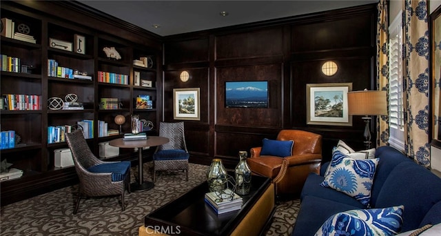 5073 S Mccleve Way W, Ontario, CA 91762 - living area with a decorative wall, ornamental molding, and carpet floors