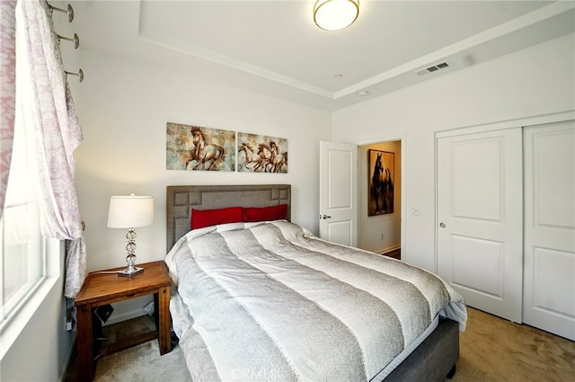 5073 S Mccleve Way W, Ontario, CA 91762 - bedroom with carpet, a raised ceiling, and a closet
