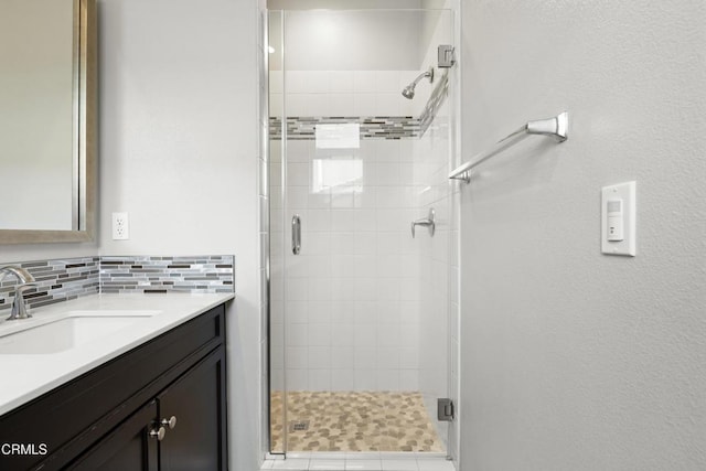 623 W Foothill Blvd Unit 43, Glendora, CA 91741 - bathroom with a stall shower, vanity, and backsplash