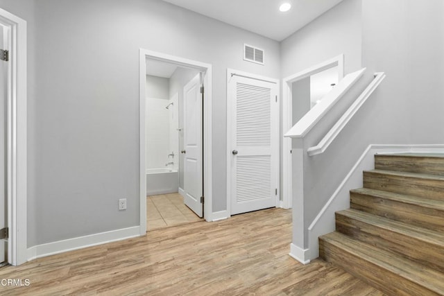 623 W Foothill Blvd Unit 43, Glendora, CA 91741 - foyer entrance with stairway, wood finished floors, and recessed lighting