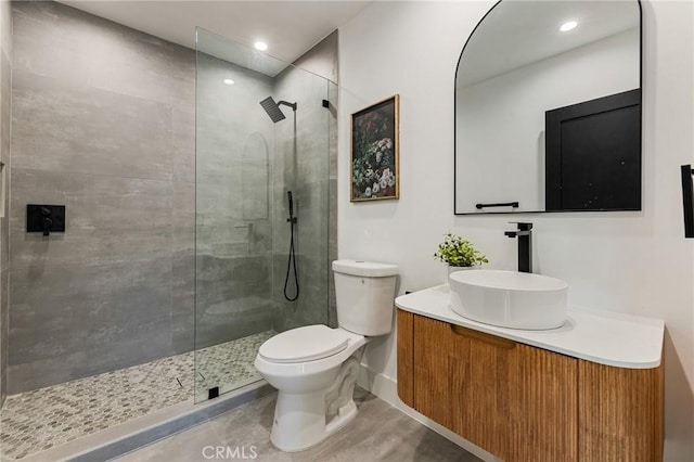 8840 Valjean Ave, North Hills, CA 91343 - bathroom featuring walk in shower, vanity, and recessed lighting