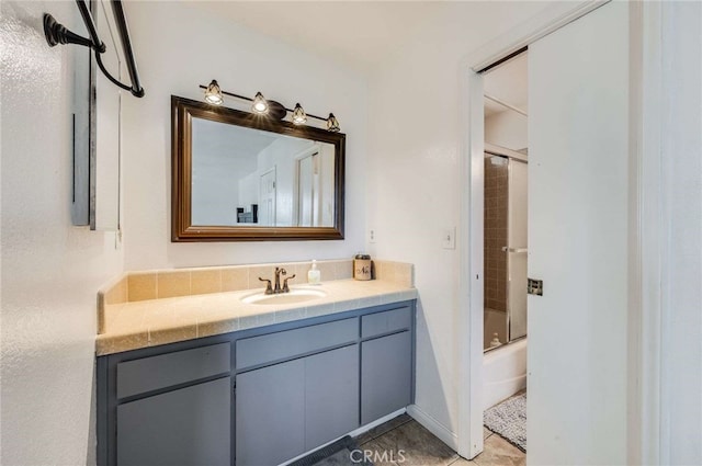 25389 Oak Glen Rd, Twin Peaks, CA 92391 - bathroom featuring vanity and shower / bath combination with glass door