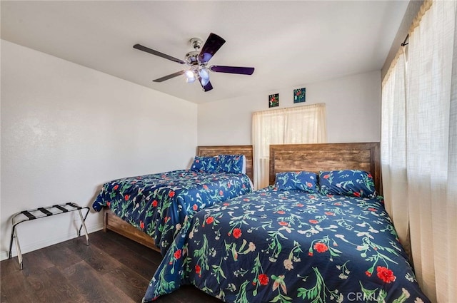 25389 Oak Glen Rd, Twin Peaks, CA 92391 - bedroom with wood finished floors and ceiling fan
