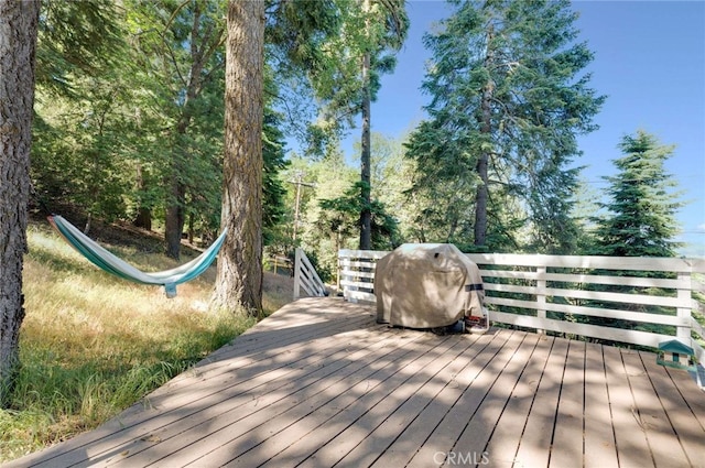 25389 Oak Glen Rd, Twin Peaks, CA 92391 - wooden terrace featuring grilling area