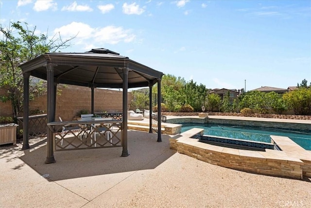 20342 Via Cellini, Porter Ranch, CA 91326 - view of swimming pool with a gazebo, a patio area, and a pool with connected hot tub