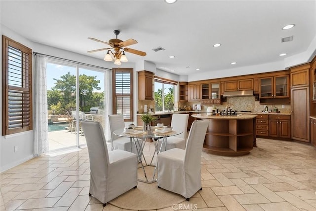 20342 Via Cellini, Porter Ranch, CA 91326 - dining room with ceiling fan and recessed lighting