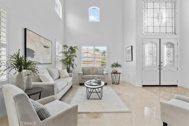 20342 Via Cellini, Porter Ranch, CA 91326 - living area featuring a high ceiling and healthy amount of natural light