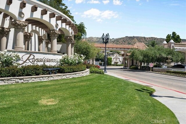 20342 Via Cellini, Porter Ranch, CA 91326 - community sign featuring a lawn and a mountain view