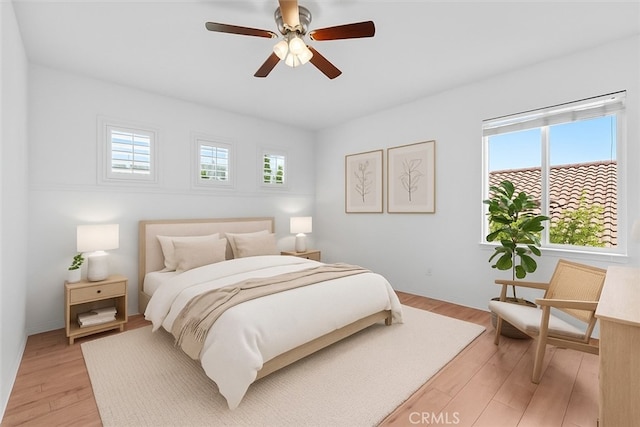 20342 Via Cellini, Porter Ranch, CA 91326 - bedroom featuring light wood-type flooring and a ceiling fan