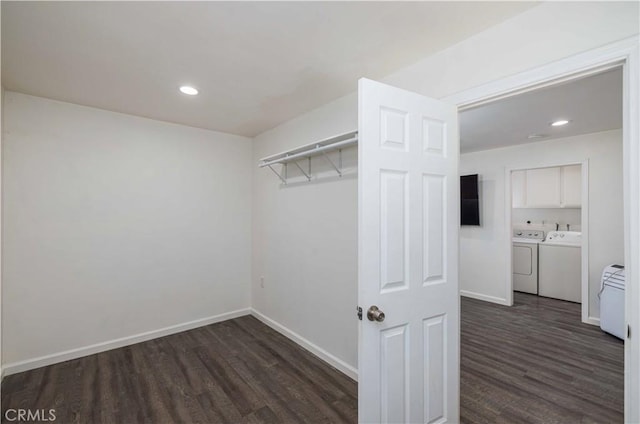 1806 N Fairview St Unit J, Santa Ana, CA 92706 - walk in closet featuring independent washer and dryer and dark wood-style floors