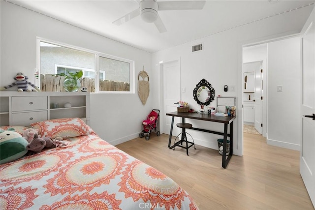 450 Pecan St, Arroyo Grande, CA 93420 - bedroom with wood finished floors and a ceiling fan