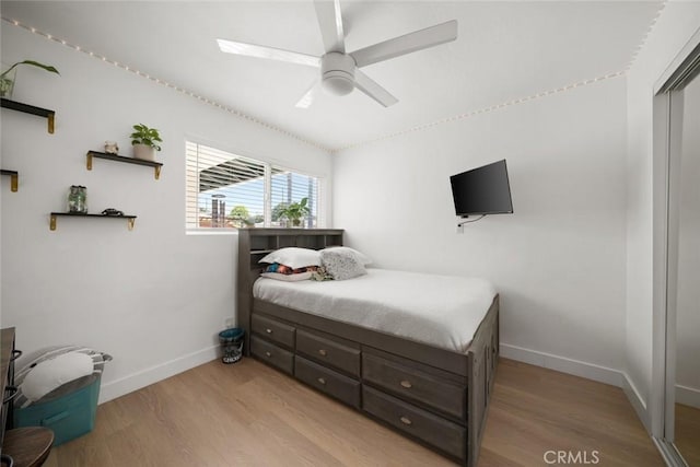 450 Pecan St, Arroyo Grande, CA 93420 - bedroom with light wood finished floors and ceiling fan