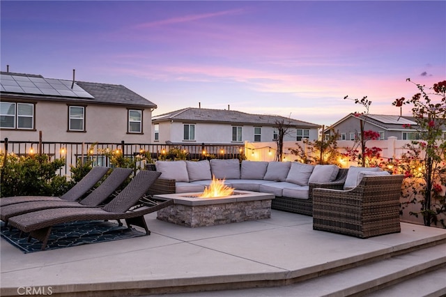 16671 Zest Ct, Riverside, CA 92503 - view of patio featuring an outdoor living space with a fire pit and a residential view