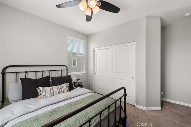 16671 Zest Ct, Riverside, CA 92503 - bedroom with carpet, a closet, and a ceiling fan