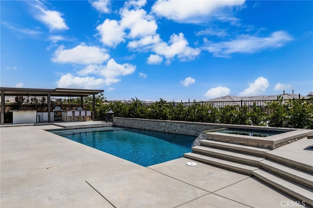 16671 Zest Ct, Riverside, CA 92503 - view of swimming pool featuring an in-ground hot tub, exterior kitchen, and a patio
