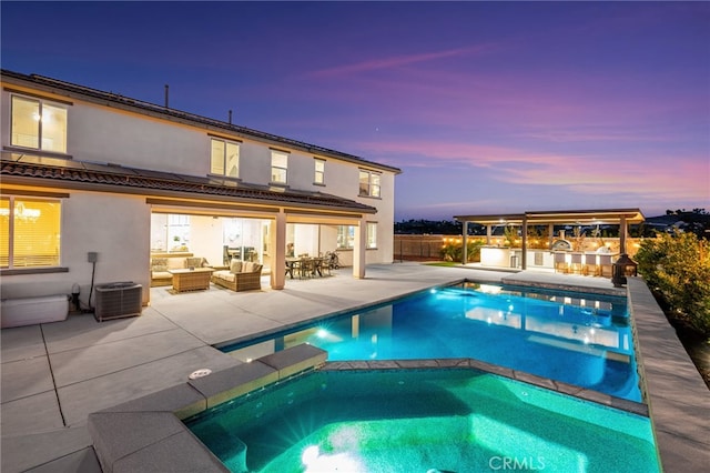 16671 Zest Ct, Riverside, CA 92503 - view of pool featuring outdoor lounge area, a patio, and a pool with connected hot tub