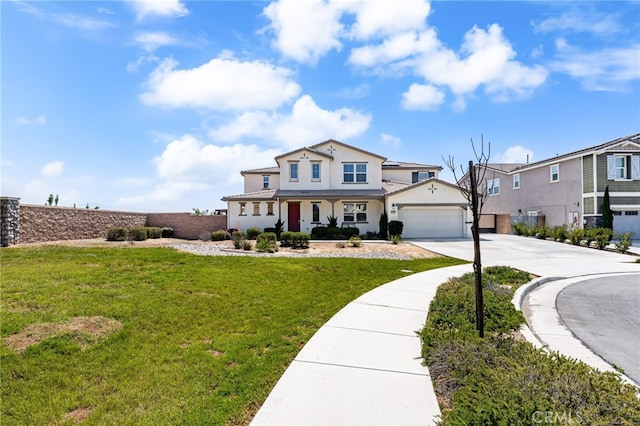 16671 Zest Ct, Riverside, CA 92503 - view of front of house with stucco siding, concrete driveway, a garage, and a front yard