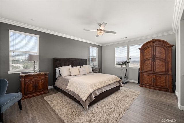 16671 Zest Ct, Riverside, CA 92503 - bedroom with wood finished floors, crown molding, and ceiling fan